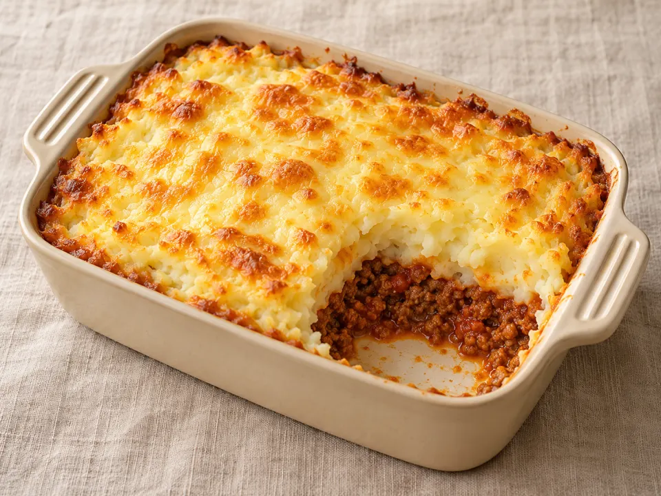 Ilustração de Escondidinho de carne e batata